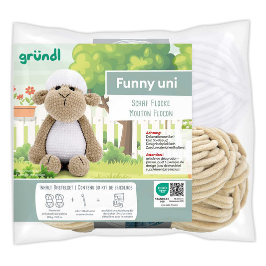 gründl - Funny uni Häckelpackung --- Schaf Flocke