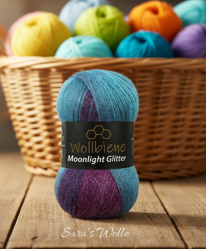 Wollbiene - Moonlight Glitter Batik - glitzerndes Farbverlaufsgarn